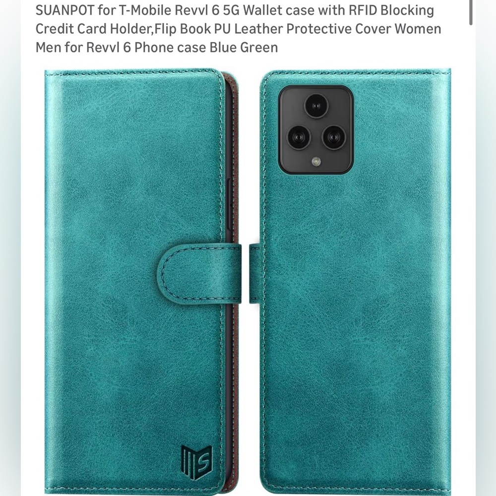 Blue Green Leather Phone Case for Revvl 6